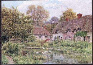 Cottages at Lake, Nr Salisbury, Wiltshire, z książki The Cottages and the Village Life of Rural England wydanej przez Dent & Sons Limited, 1912